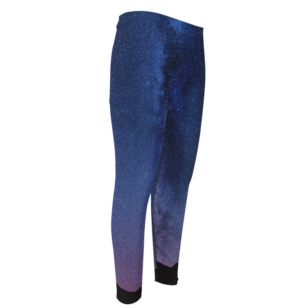 Stars Night Milky Way Print Men's Compression Pants