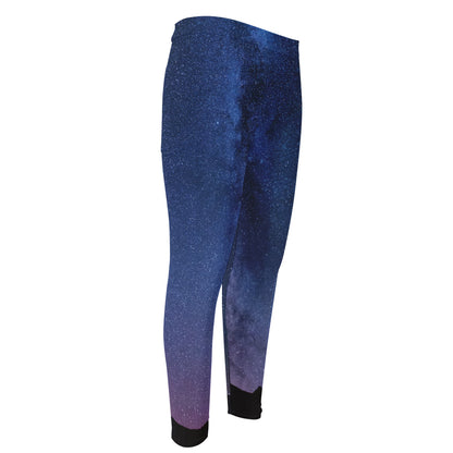 Stars Night Milky Way Print Men's Compression Pants