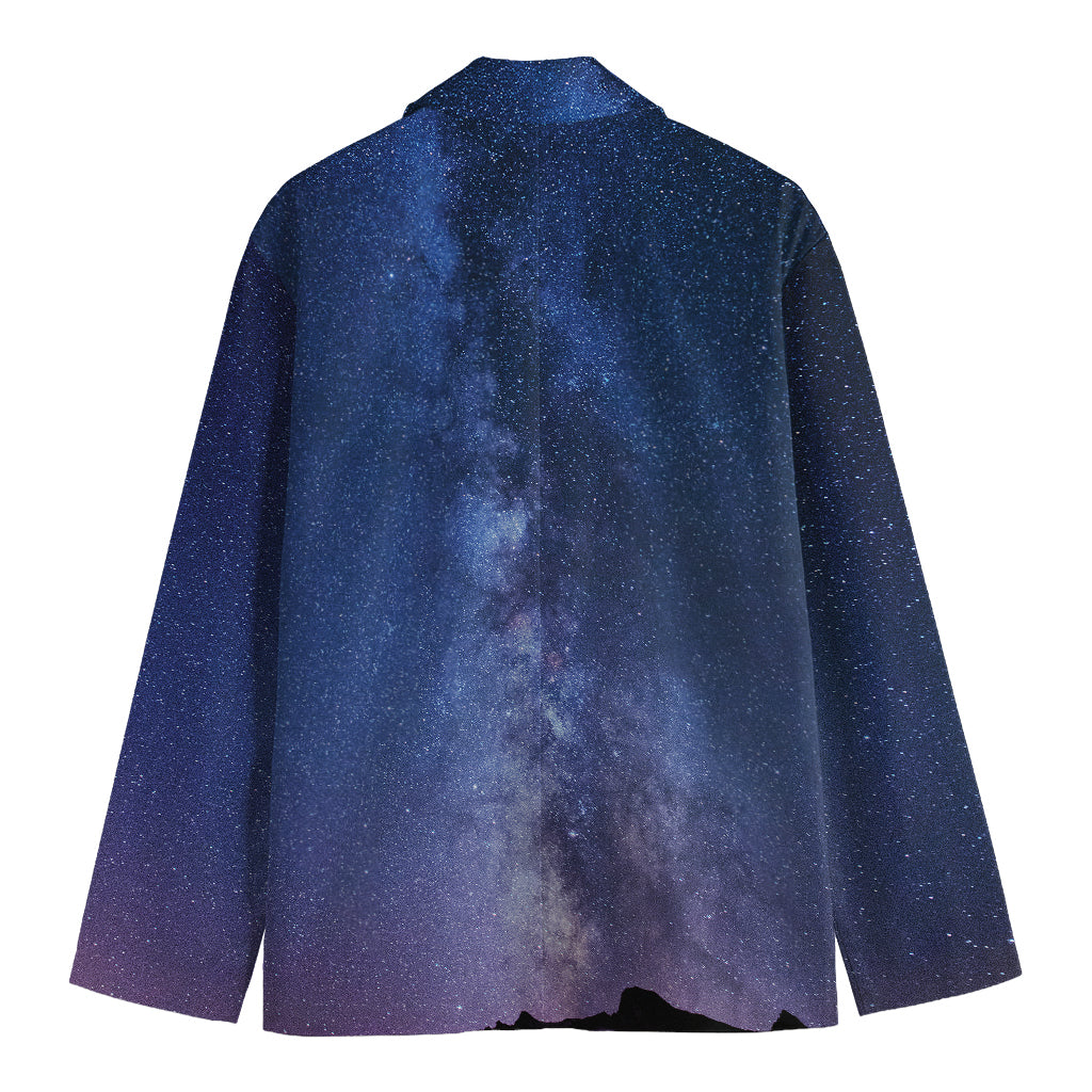Stars Night Milky Way Print Men's Cotton Blazer