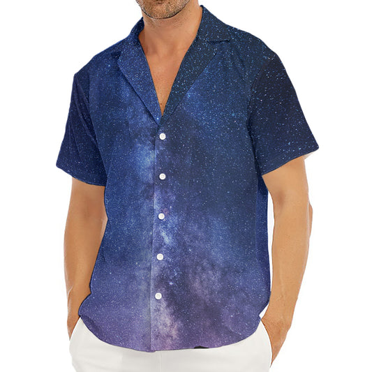 Stars Night Milky Way Print Men's Deep V-Neck Shirt