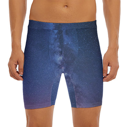Stars Night Milky Way Print Men's Long Boxer Briefs