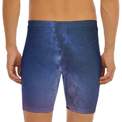 Stars Night Milky Way Print Men's Long Boxer Briefs
