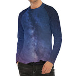 Stars Night Milky Way Print Men's Long Sleeve Rash Guard