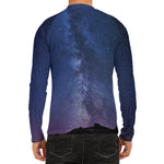 Stars Night Milky Way Print Men's Long Sleeve Rash Guard