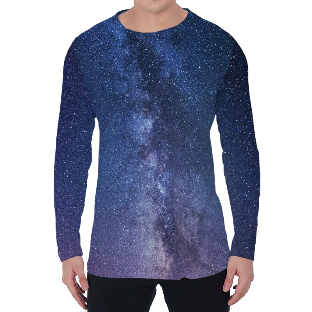Stars Night Milky Way Print Men's Long Sleeve T-Shirt