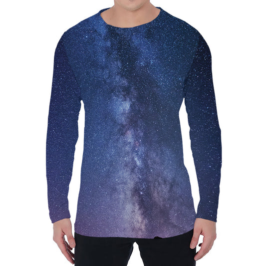 Stars Night Milky Way Print Men's Long Sleeve T-Shirt