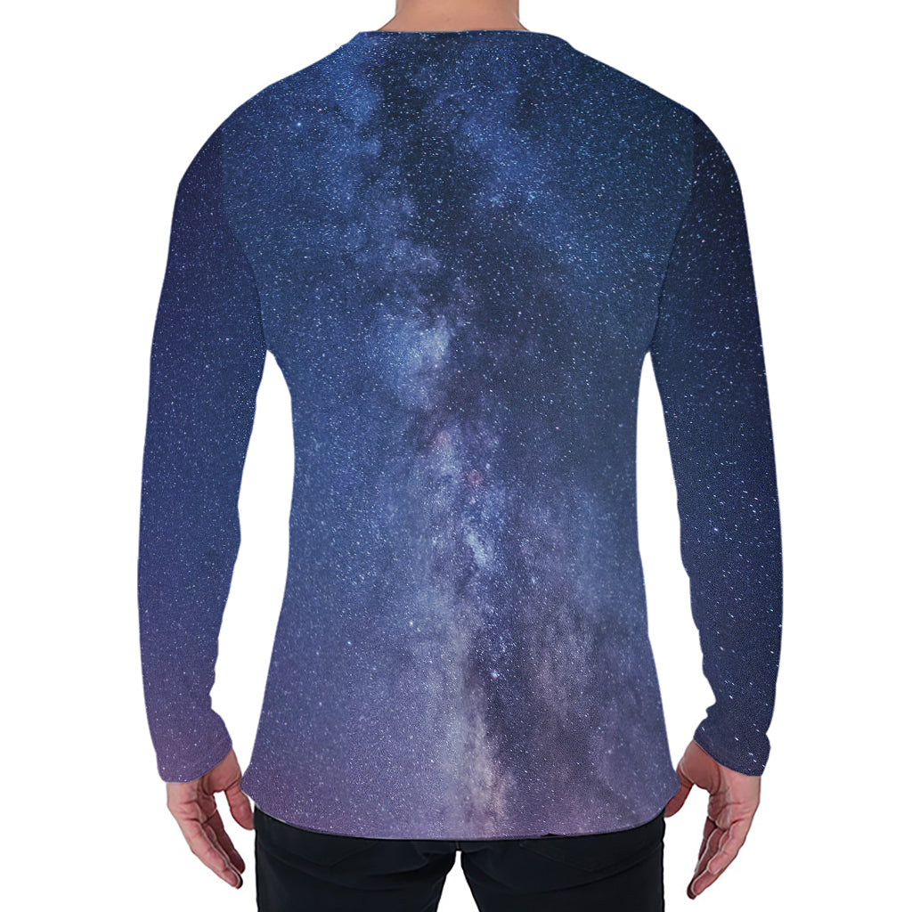 Stars Night Milky Way Print Men's Long Sleeve T-Shirt