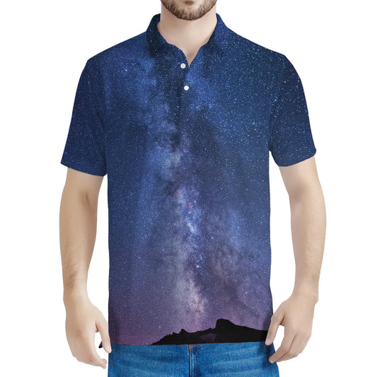 Stars Night Milky Way Print Men's Polo Shirt