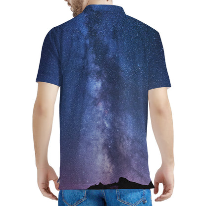 Stars Night Milky Way Print Men's Polo Shirt