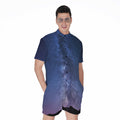 Stars Night Milky Way Print Men's Romper