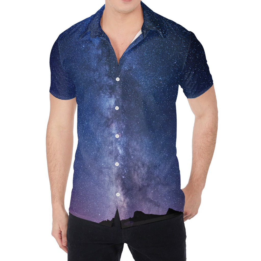 Stars Night Milky Way Print Men's Shirt
