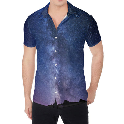 Stars Night Milky Way Print Men's Shirt