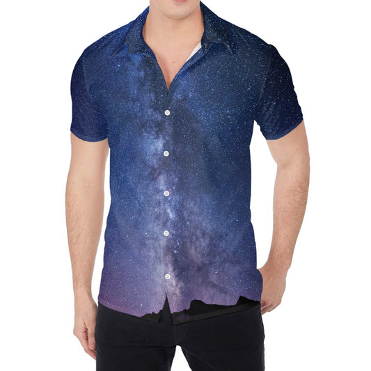 Stars Night Milky Way Print Men's Shirt