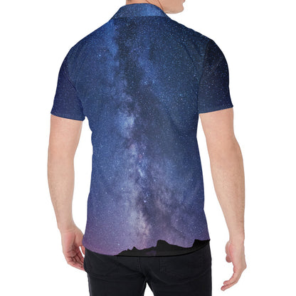Stars Night Milky Way Print Men's Shirt