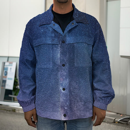 Stars Night Milky Way Print Men's Shirt Jacket