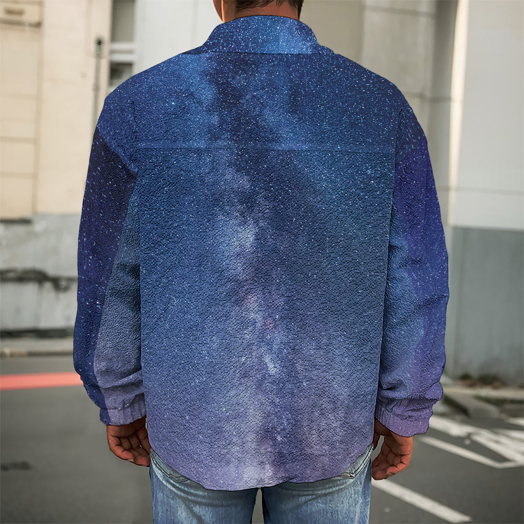 Stars Night Milky Way Print Men's Shirt Jacket