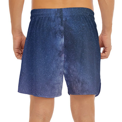 Stars Night Milky Way Print Men's Split Running Shorts