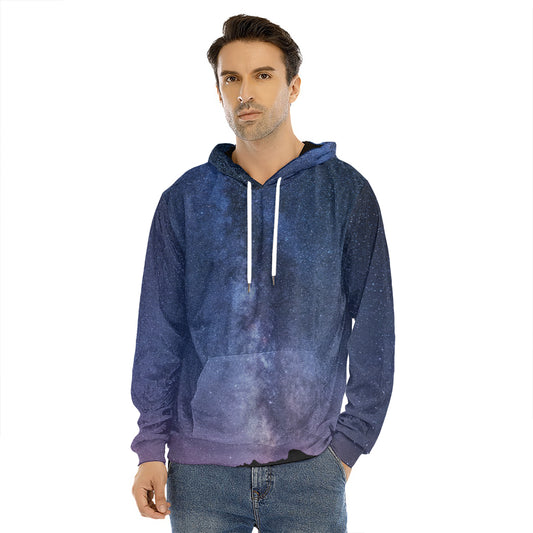Stars Night Milky Way Print Men's Velvet Pullover Hoodie