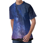 Stars Night Milky Way Print Men's Velvet T-Shirt