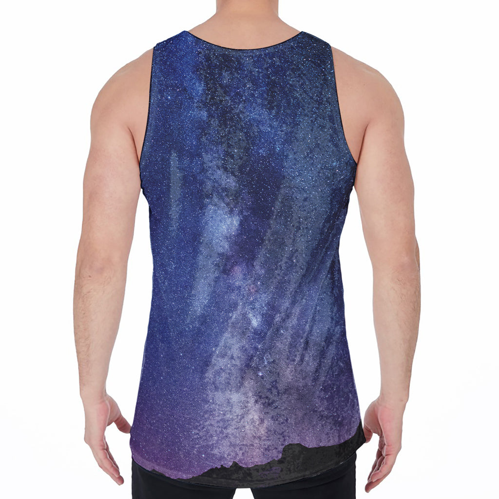 Stars Night Milky Way Print Men's Velvet Tank Top
