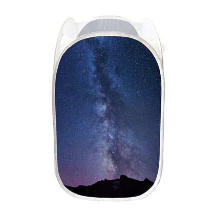 Stars Night Milky Way Print Mesh Laundry Hamper