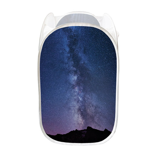 Stars Night Milky Way Print Mesh Laundry Hamper