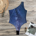 Stars Night Milky Way Print One Shoulder Bodysuit