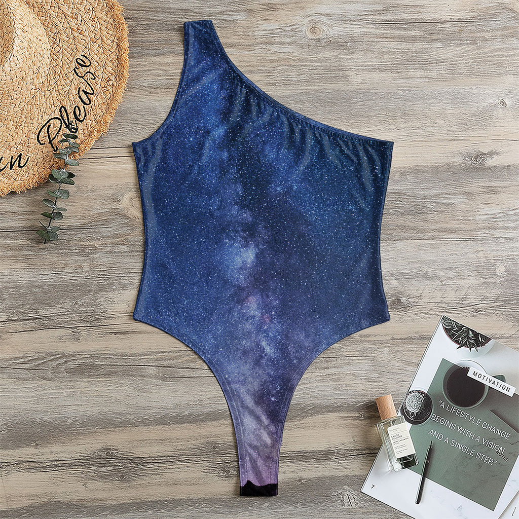 Stars Night Milky Way Print One Shoulder Bodysuit