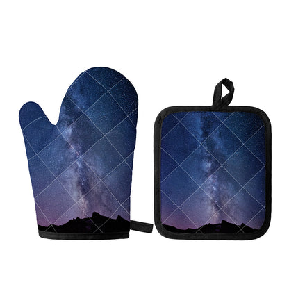 Stars Night Milky Way Print Oven Mitt And Pot Holder Set
