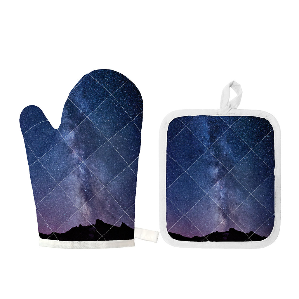 Stars Night Milky Way Print Oven Mitt And Pot Holder Set