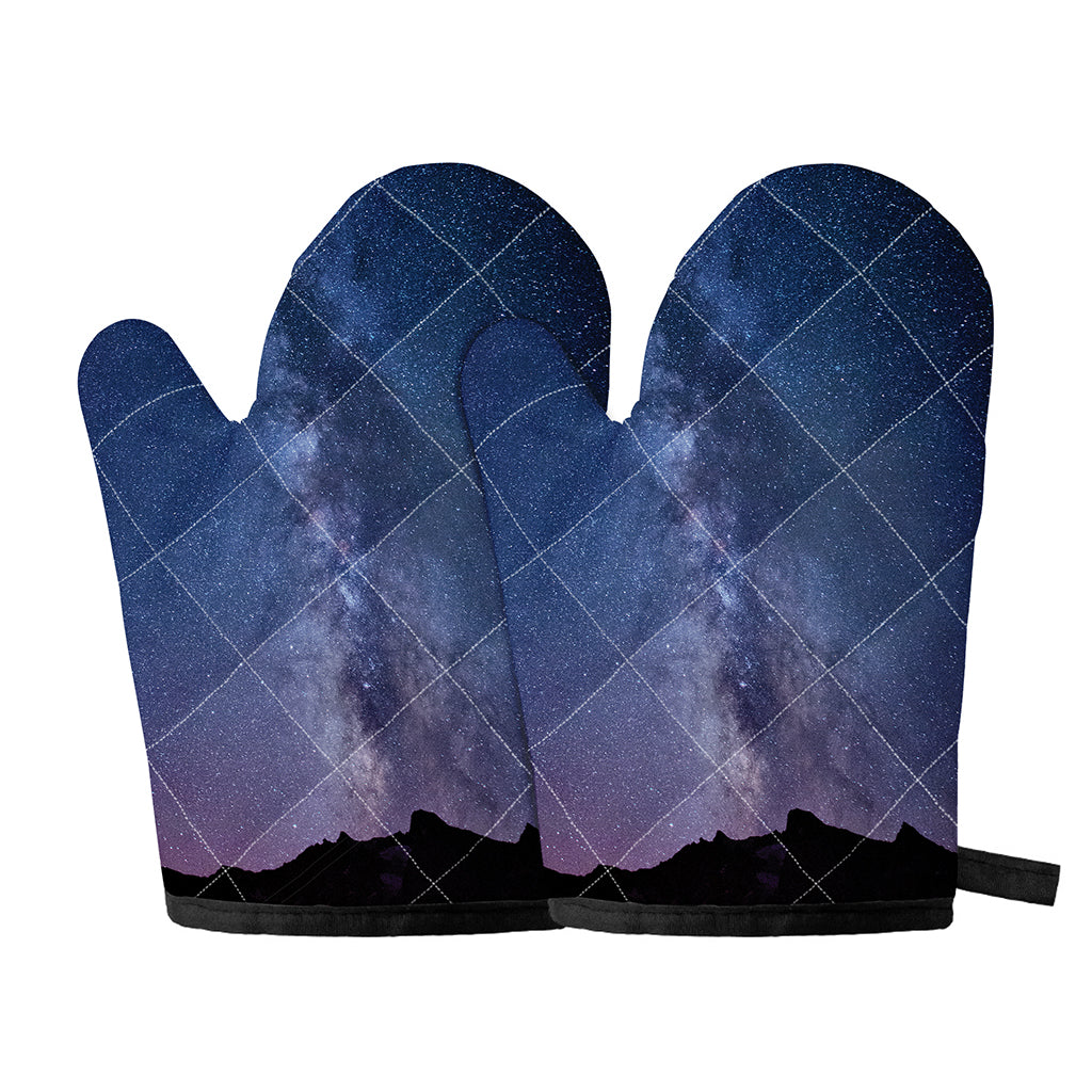 Stars Night Milky Way Print Oven Mitts
