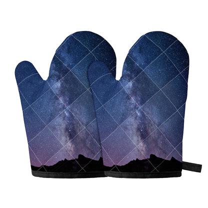 Stars Night Milky Way Print Oven Mitts