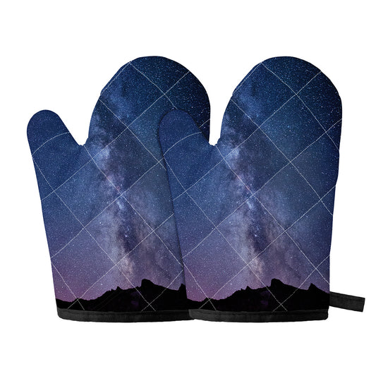 Stars Night Milky Way Print Oven Mitts