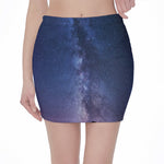 Stars Night Milky Way Print Pencil Mini Skirt