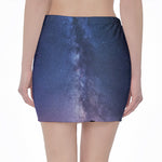 Stars Night Milky Way Print Pencil Mini Skirt