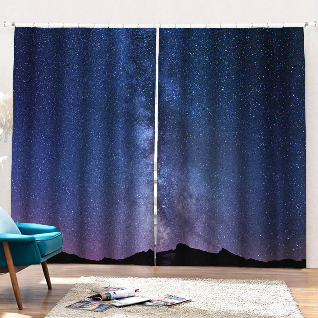 Stars Night Milky Way Print Pencil Pleat Curtains