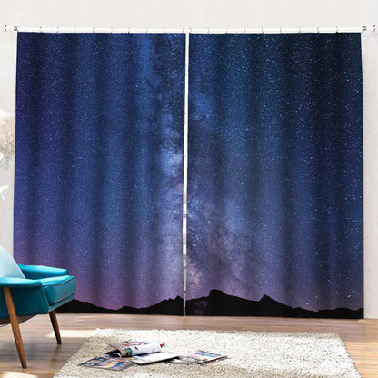 Stars Night Milky Way Print Pencil Pleat Curtains