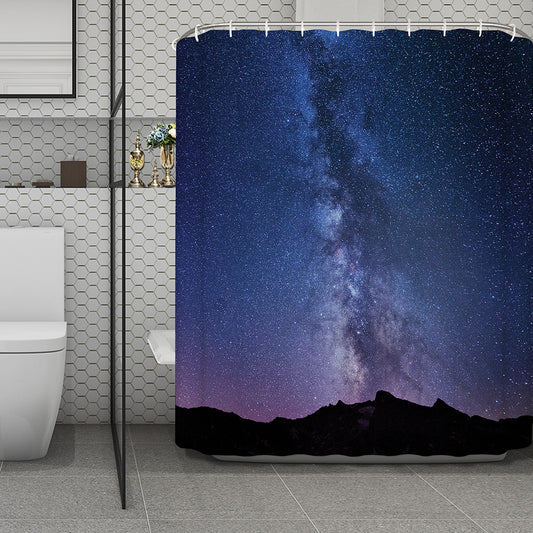 Stars Night Milky Way Print Polyester Shower Curtain