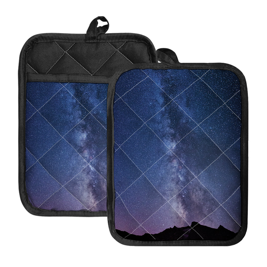 Stars Night Milky Way Print Pot Holders With Pocket