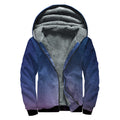 Stars Night Milky Way Print Sherpa Lined Zip Up Hoodie