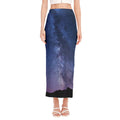 Stars Night Milky Way Print Side Slit Maxi Skirt