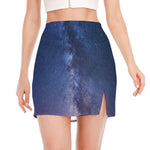 Stars Night Milky Way Print Side Slit Mini Skirt