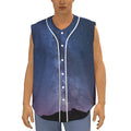 Stars Night Milky Way Print Sleeveless Baseball Jersey