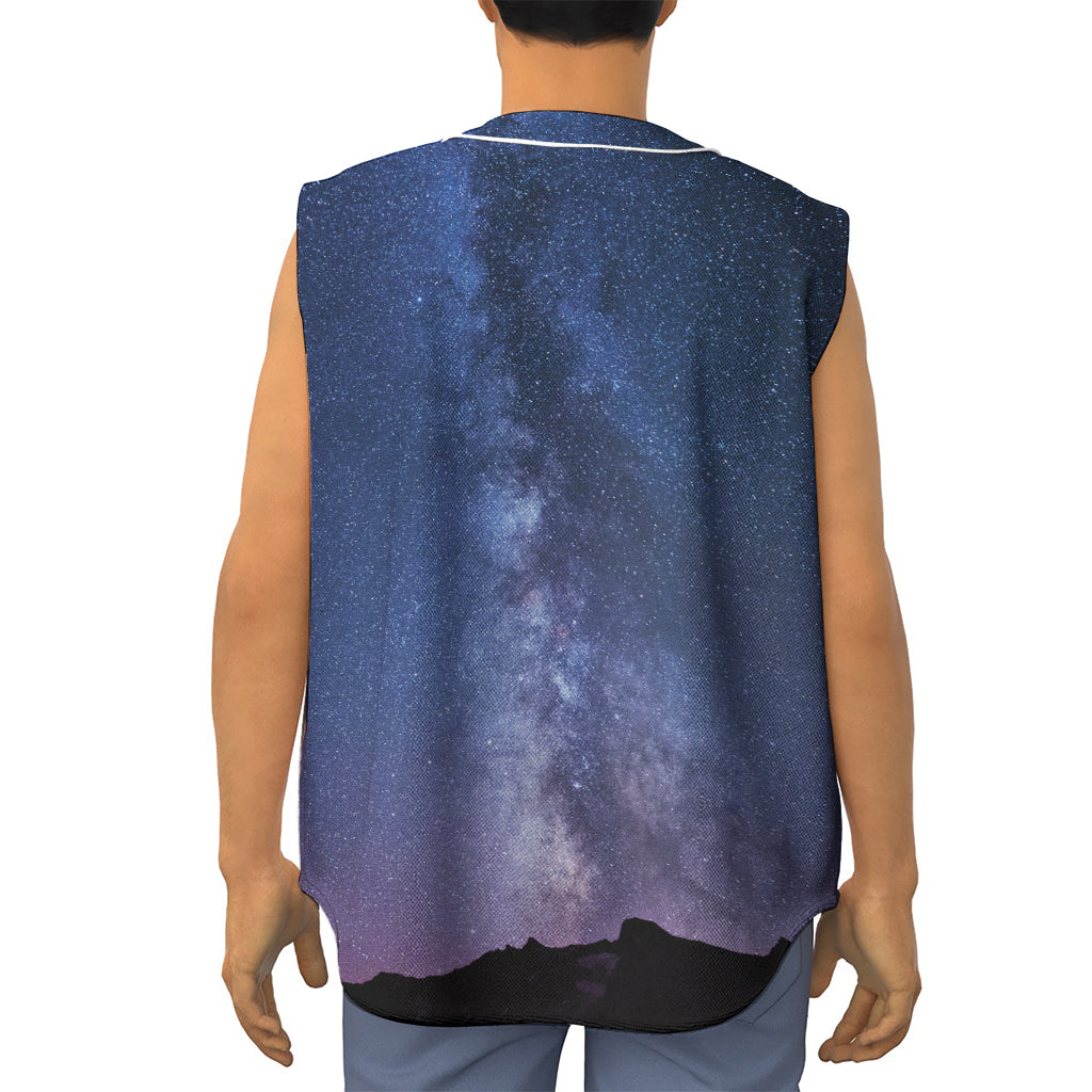 Stars Night Milky Way Print Sleeveless Baseball Jersey