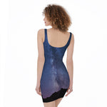 Stars Night Milky Way Print Sleeveless Bodycon Dress