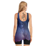 Stars Night Milky Way Print Sleeveless One Piece Swimsuit