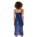 Stars Night Milky Way Print Slim Fit Midi Cami Dress