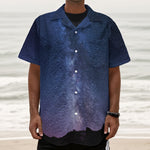 Stars Night Milky Way Print Textured Short Sleeve Shirt