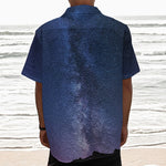 Stars Night Milky Way Print Textured Short Sleeve Shirt