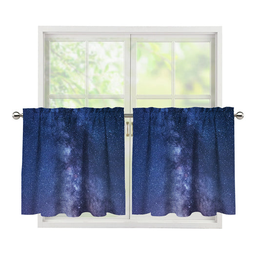 Stars Night Milky Way Print Tier Curtains
